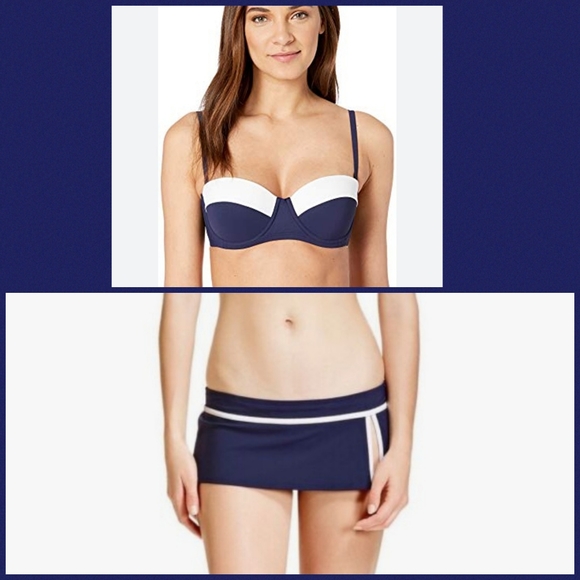 Tory Burch Other - Tory Burch "Lipsi" Colorblock Bikini Set Size Sm ♡ Push-up Top/ Skirt